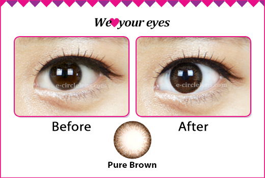 light brown circle lenses before and after